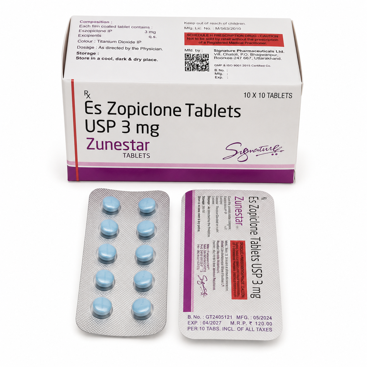 Eszopiclone Zunestar 3mg US to US